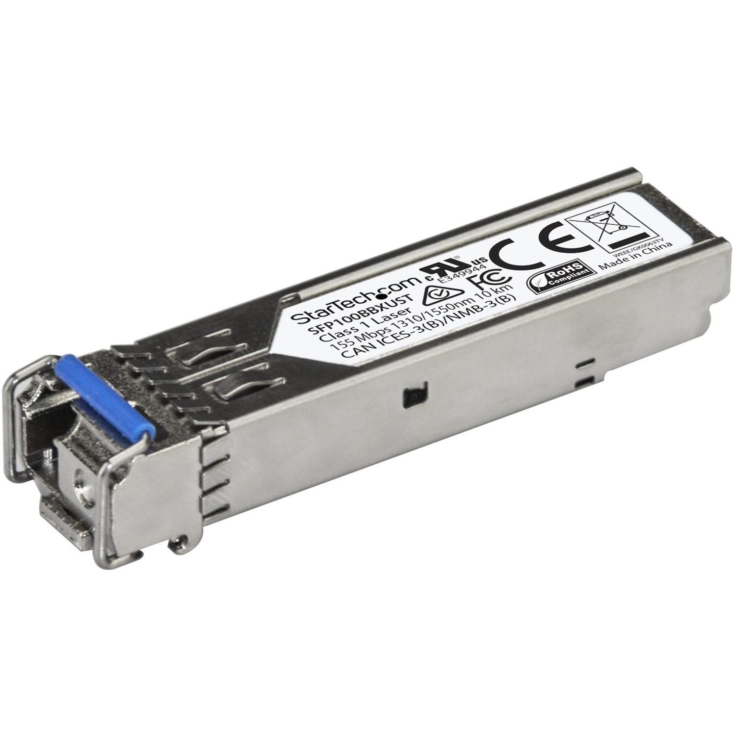 StarTech.com SFP Module, Single-Mode, LC Duplex, 100Base-BX, Fast Ethernet, Hot-Swappable, 1 Each