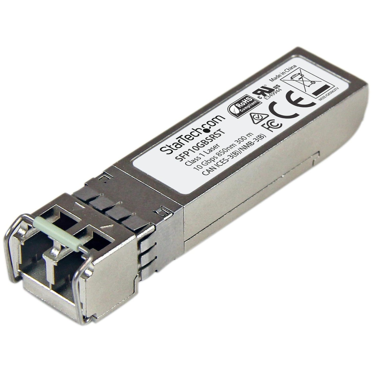 StarTech.com SFP+ Module, 10GBase-SR, LC Duplex, Multi-mode Optical Fiber, Hot-swappable, 10 Gigabit Ethernet, 1 Each