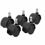 Master Caster Duet Noiseless Chair Mat Casters, 2" Diameter, 110 lb Load Capacity, Polyurethane, Matte Black, 1 Set
