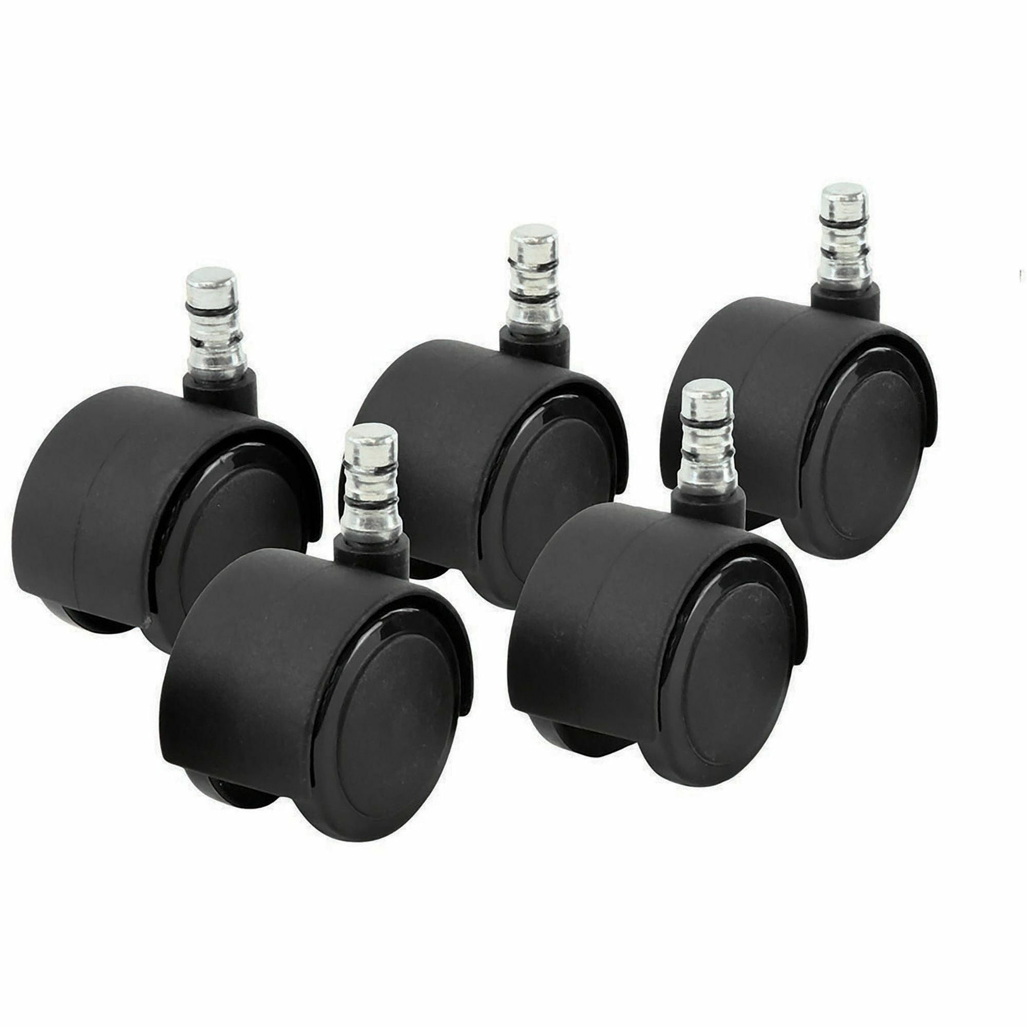 Master Caster Duet Noiseless Chair Mat Casters, 2" Diameter, 110 lb Load Capacity, Polyurethane, Matte Black, 1 Set