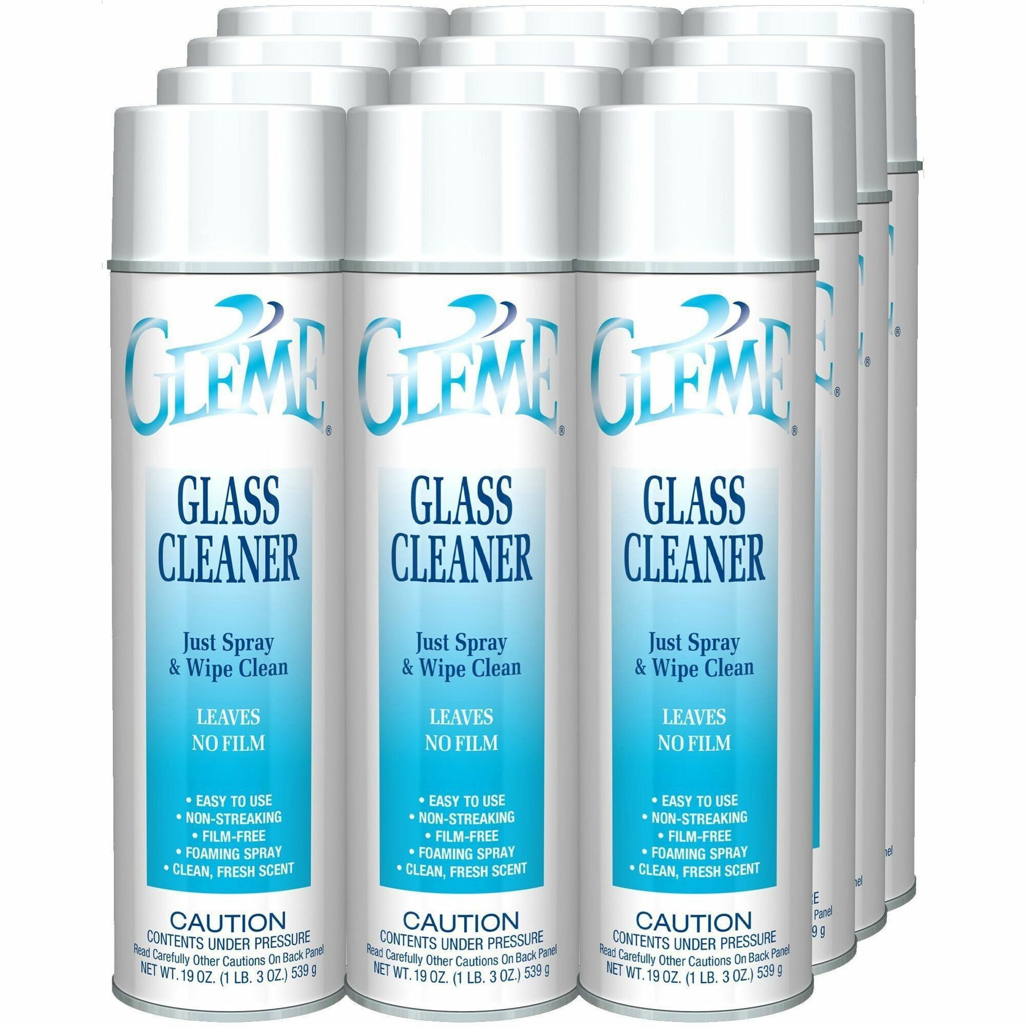 19 fl oz (0.6 quart) - Clean & Fresh Scent - Film-free, Non-drip, Non-streaking, Ammonia-free, Quick Drying, Rinse-free, CFC-free - White Can - 12 / Carton