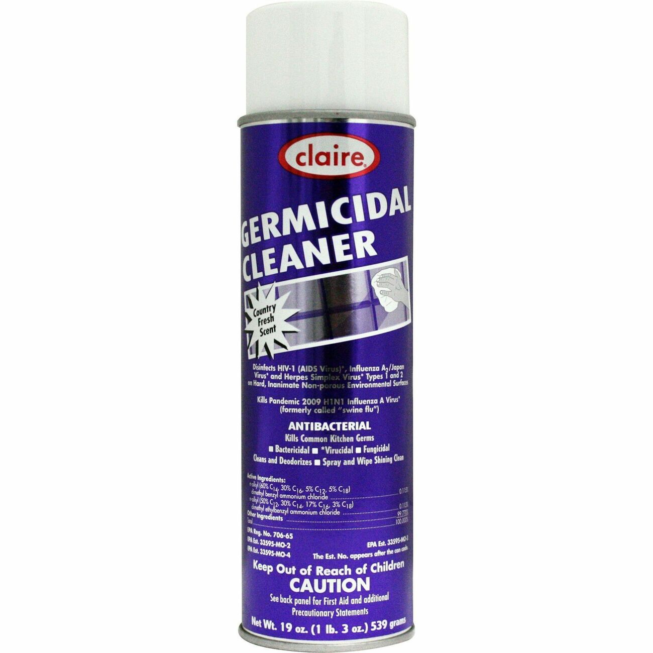 19 fl oz (0.6 quart) - Country Garden Scent - Deodorize, Anti-bacterial, Non-scratching, CFC-free, Non-flammable - White Can - 1 Each