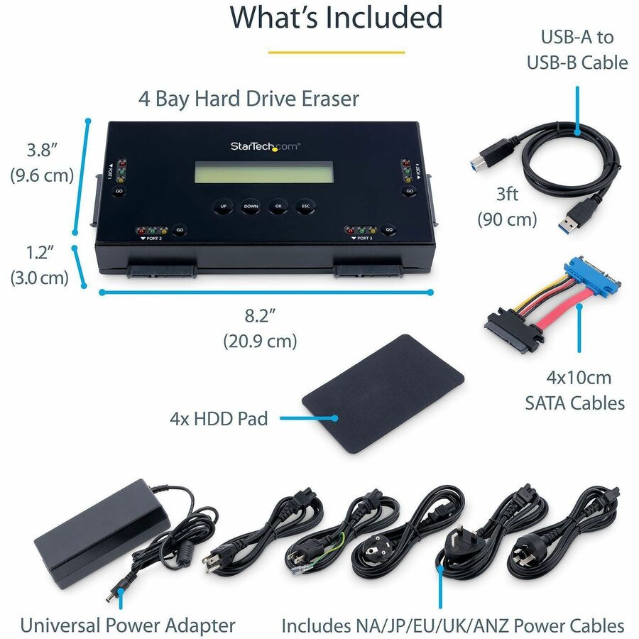 StarTech.com Hard Drive Eraser for 2.5 or 3.5 in. SATA Drives - 4-Bay - Standalone