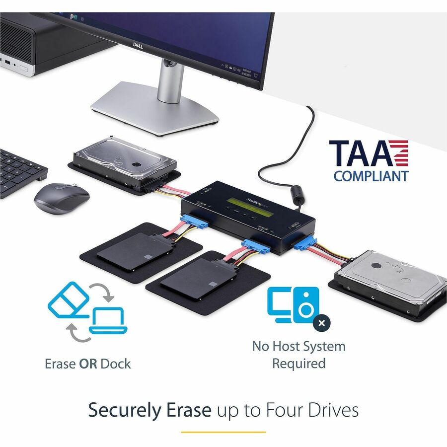 StarTech.com Hard Drive Eraser for 2.5 or 3.5 in. SATA Drives - 4-Bay - Standalone
