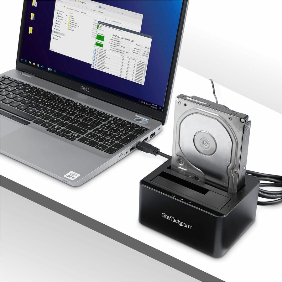 StarTech.com Dual-Bay SATA Drive Dock, Supports 2 x 2.5"/3.5" SSDs/HDDs, USB 3.1 Type B, UASP, Hot Swappable, Black, 1 Each