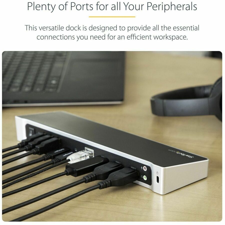 StarTech.com Triple Monitor 4K USB-C Dock with 5x USB 3.0 Port
