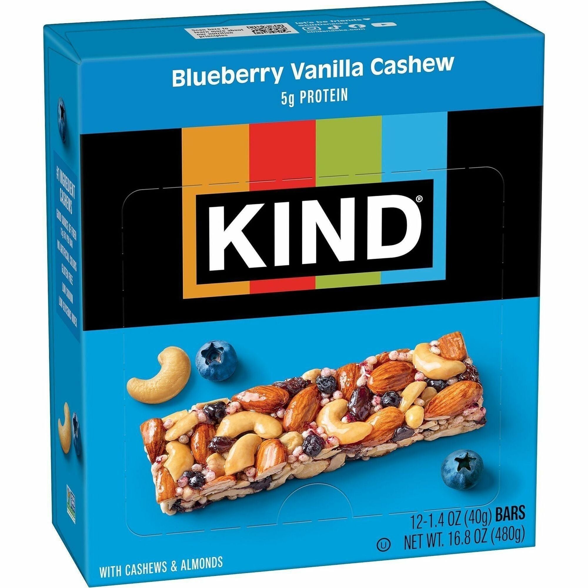 Trans Fat Free, High-fiber, Low Sodium, Dairy-free, Gluten-free, Peanut-free - Blueberry Vanilla Cashew - 1.41 oz - 1 Box