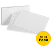 Oxford Plain Index Cards, 3" x 5", White, 85 lb, SFI Certified, 100 Cards per Pack, 5 Packs per Bundle