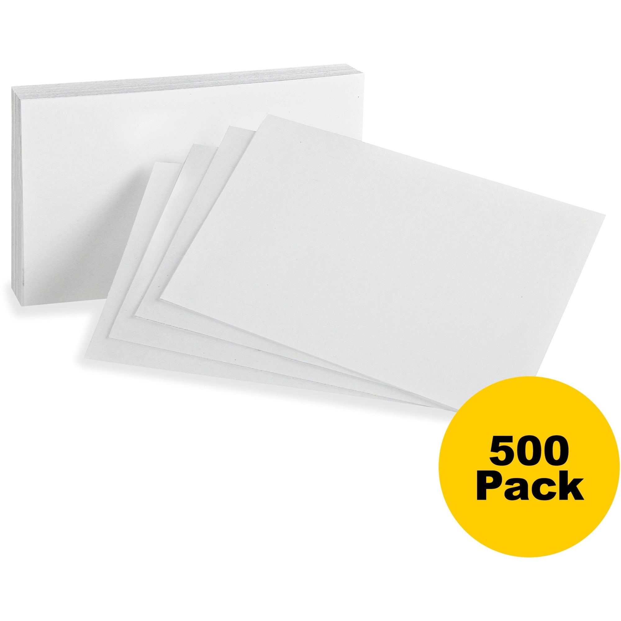 Oxford Plain Index Cards, 3" x 5", White, 85 lb, SFI Certified, 100 Cards per Pack, 5 Packs per Bundle