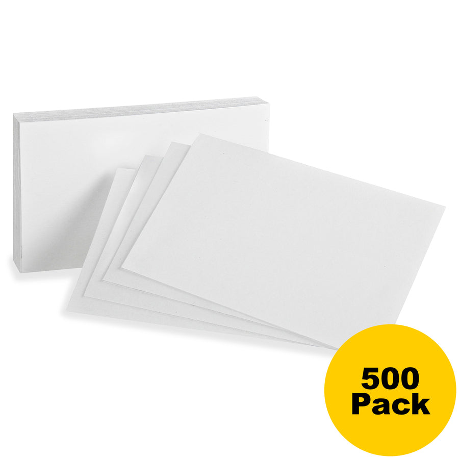 Oxford Plain Index Cards, 3" x 5", White, 85 lb, SFI Certified, 100 Cards per Pack, 5 Packs per Bundle