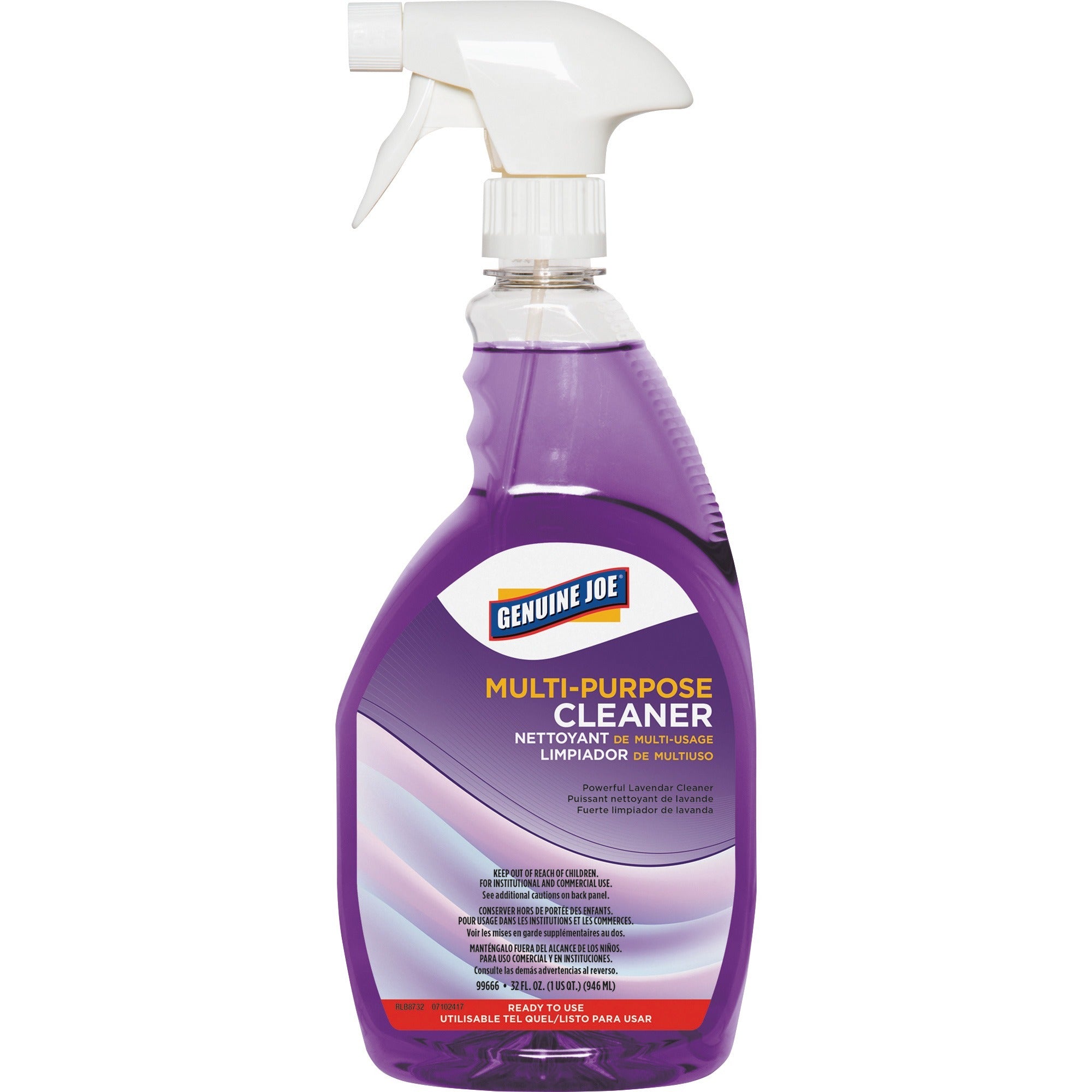 Genuine Joe Multi-purpose Cleaner, Lavender Scent, Ready-To-Use Spray, 32 fl oz (1 quart), Purple, 1 Each