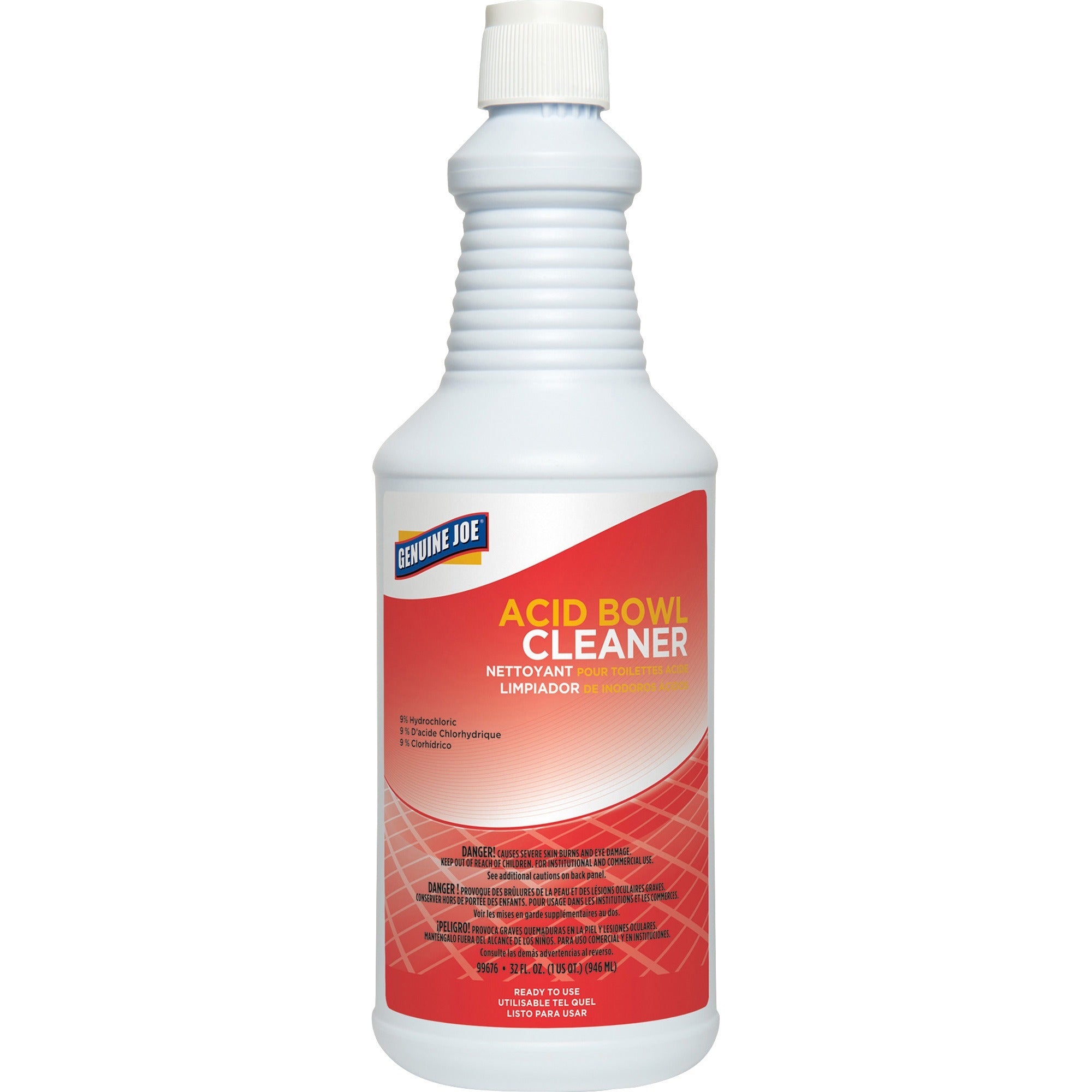 Genuine Joe Acid Bowl Cleaner, Ready-To-Use Liquid, Pleasant Scent, Aqua Marine, 32 fl oz (1 quart), 1 Each