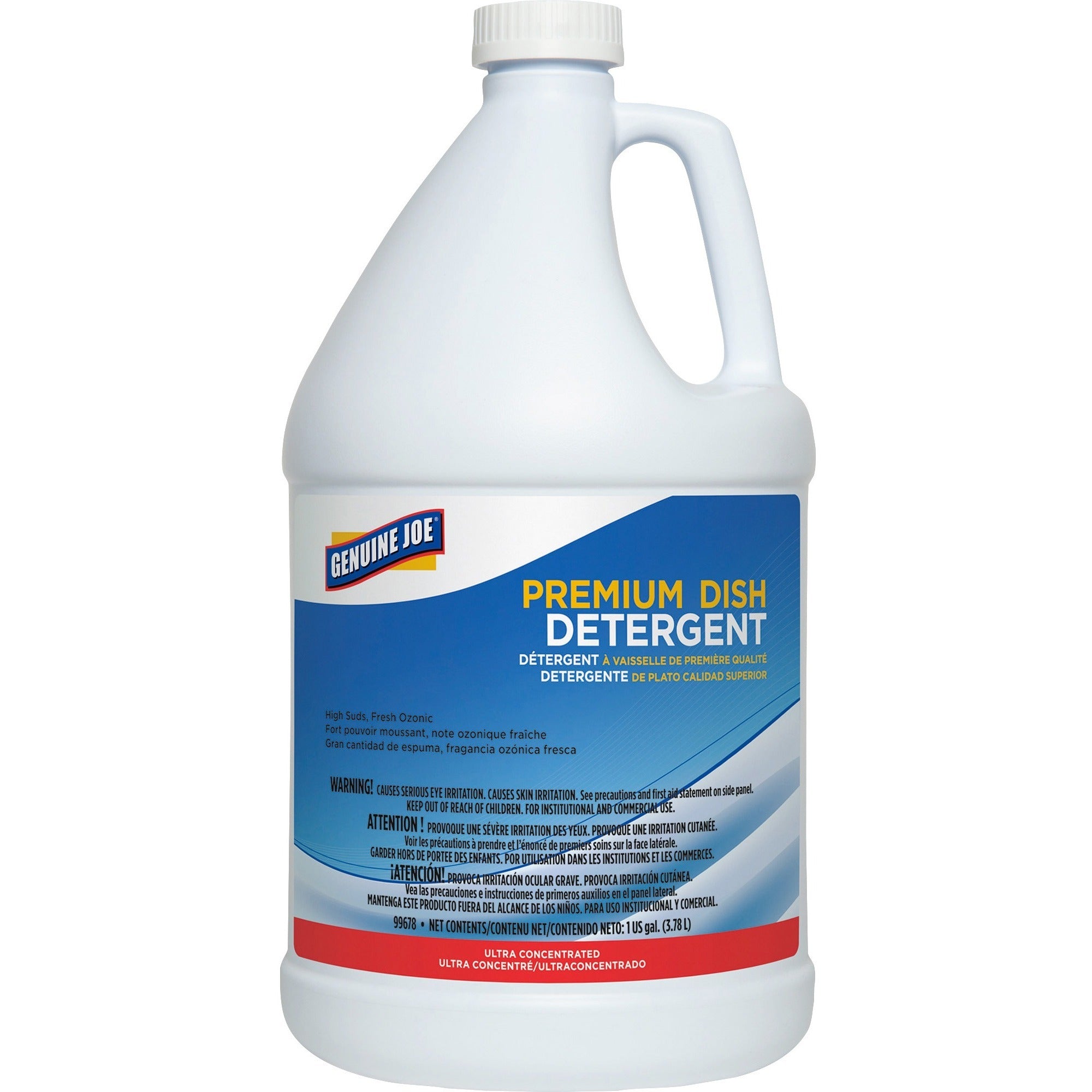 Genuine Joe Premium Dish Detergent Concentrate, Liquid, 128 fl oz (4 quart), Blue, 1 Each