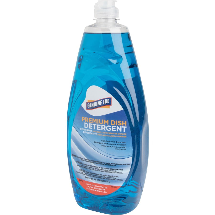 Genuine Joe Premium Dish Detergent, Concentrate, Liquid, 38 fl oz (1.2 quart), Blue, 1 Each