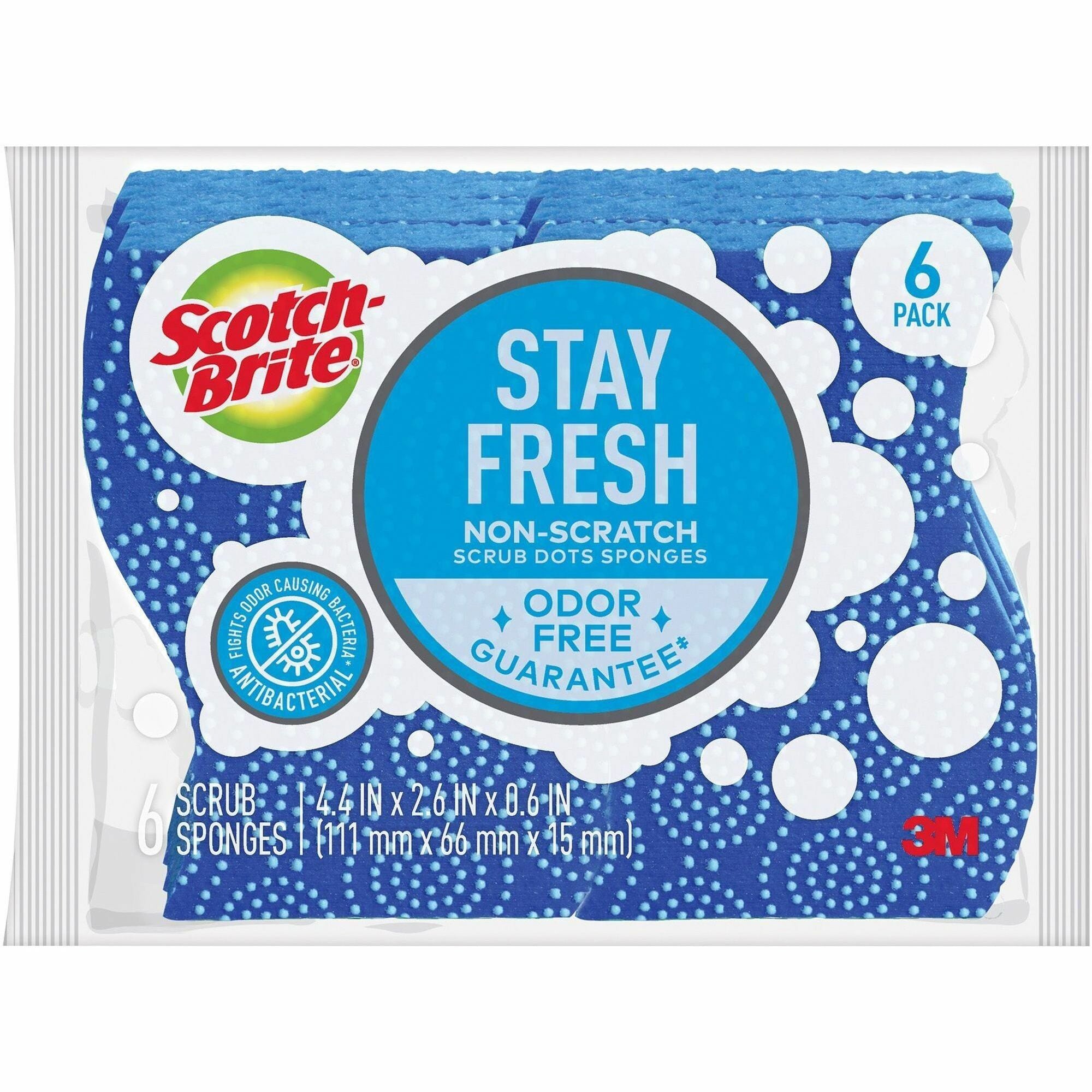 Scotch-Brite Scrub Dots Non-Scratch Sponge, Blue, 4.8" x 6.5" x 2.5", 1 Pack