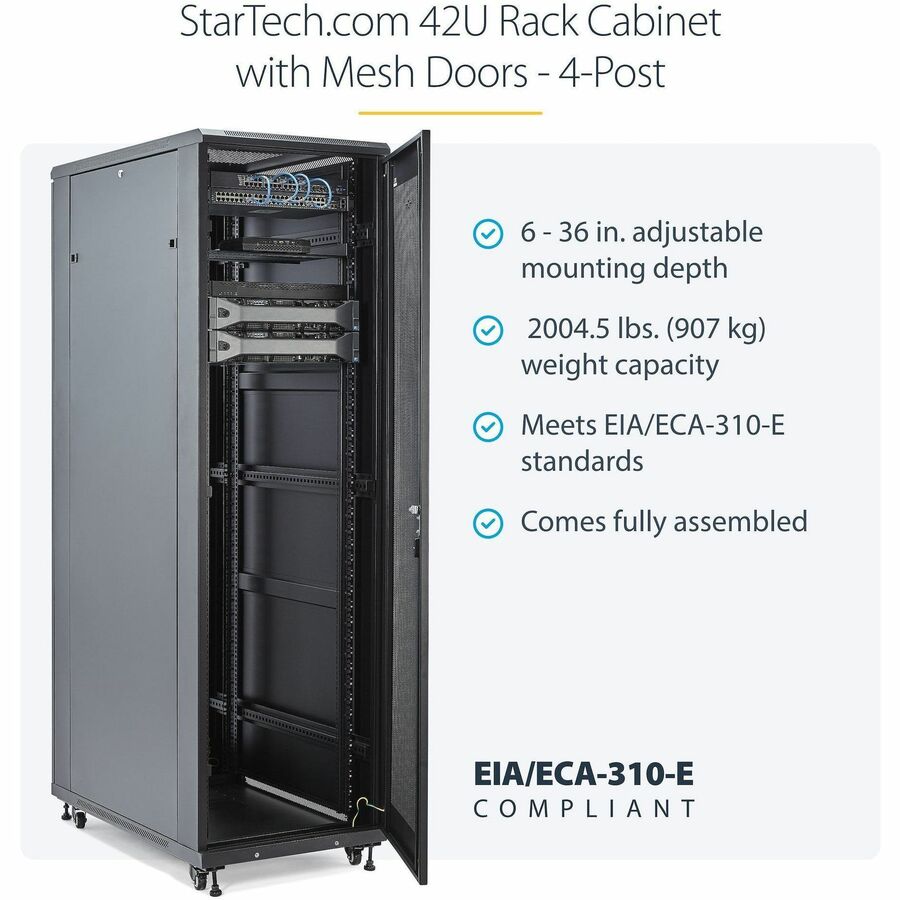 StarTech.com 42U Server Rack Cabinet - Equipment Rack - 36in Deep Enclosure