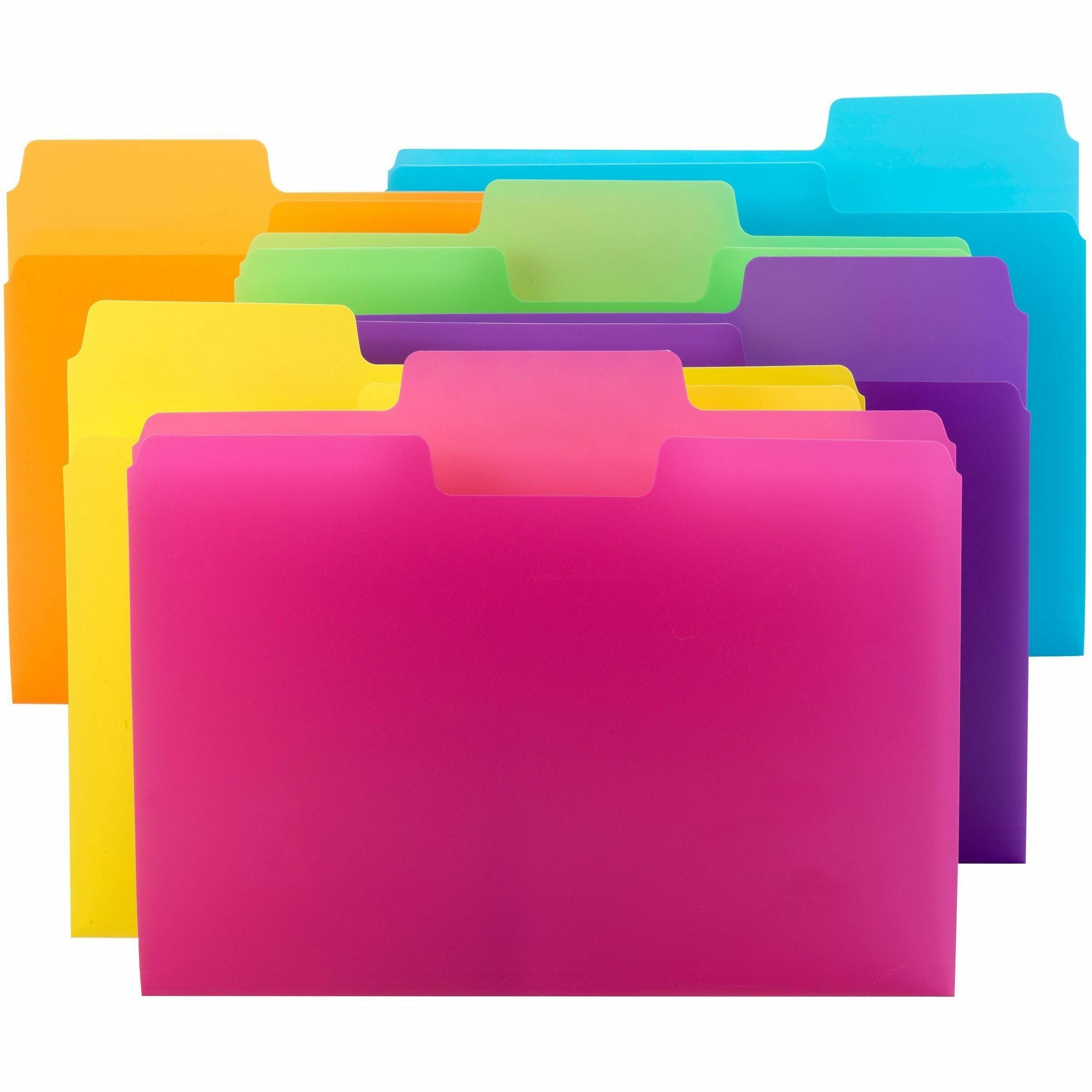 Smead SuperTab Poly File Folders, 1/3 Cut, Letter Size, Top Tab, Assorted Colors (Yellow, Orange, Blue, Pink, Purple, Green), Water Proof, 18 Pack