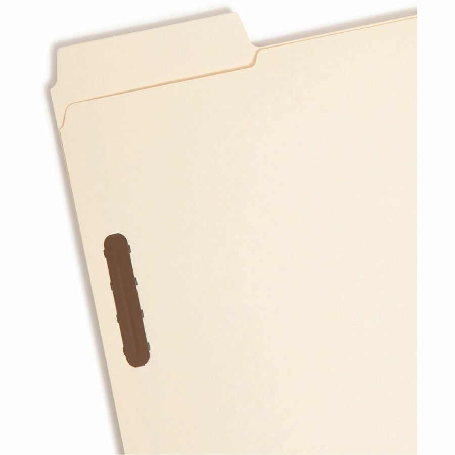 Smead SuperTab 1/3-Cut Letter Size Recycled Fastener Folders, 2 Prong K Style, 2" Capacity, Reinforced Tab, 14 pt. Manila, Assorted Tab Positions, 2 Ply, 50/Box