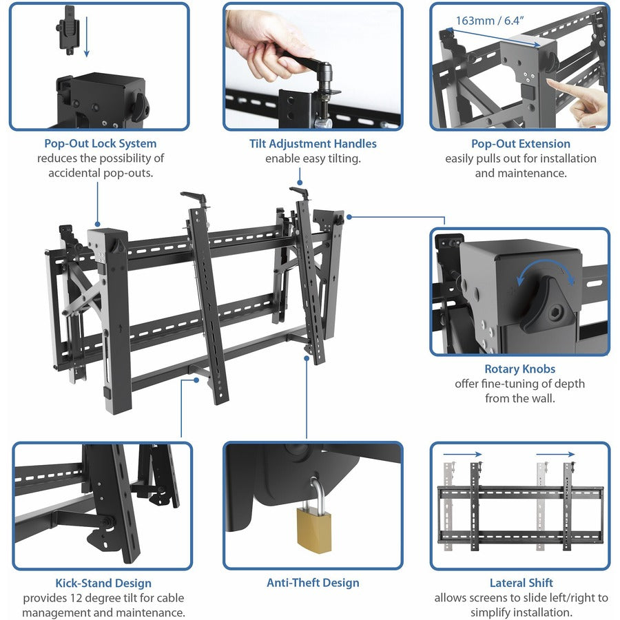 StarTech.com Wall Mount for Video Wall, LCD Display, LED Display - Black