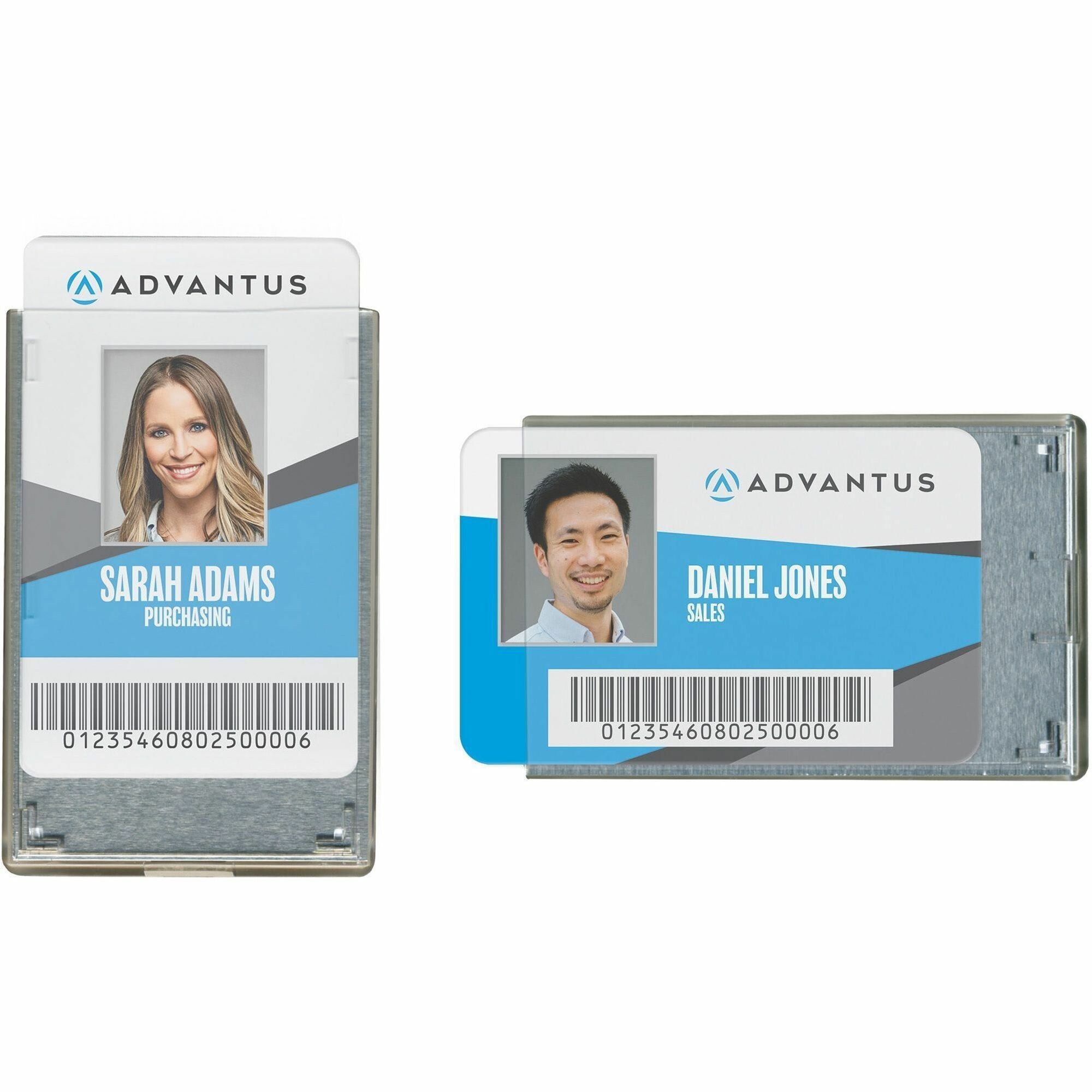 Advantus RFID Blocking Badge Holder, Clear Vinyl, Supports 3.38" x 2.13" Media, Vertical or Horizontal Orientation, Removable, 20 Pack
