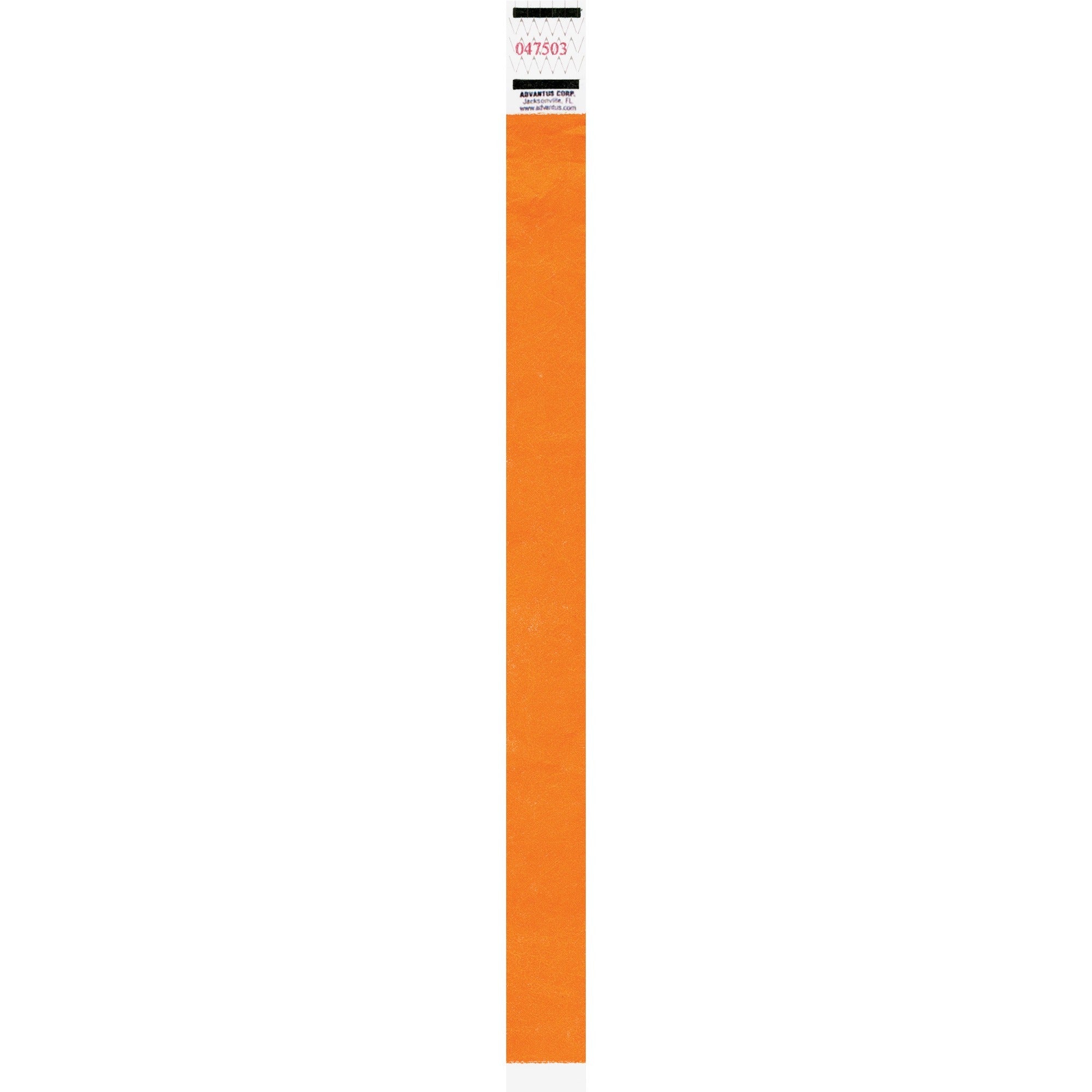 Advantus Neon Tyvek Wristbands, Neon Orange, 500 Pack