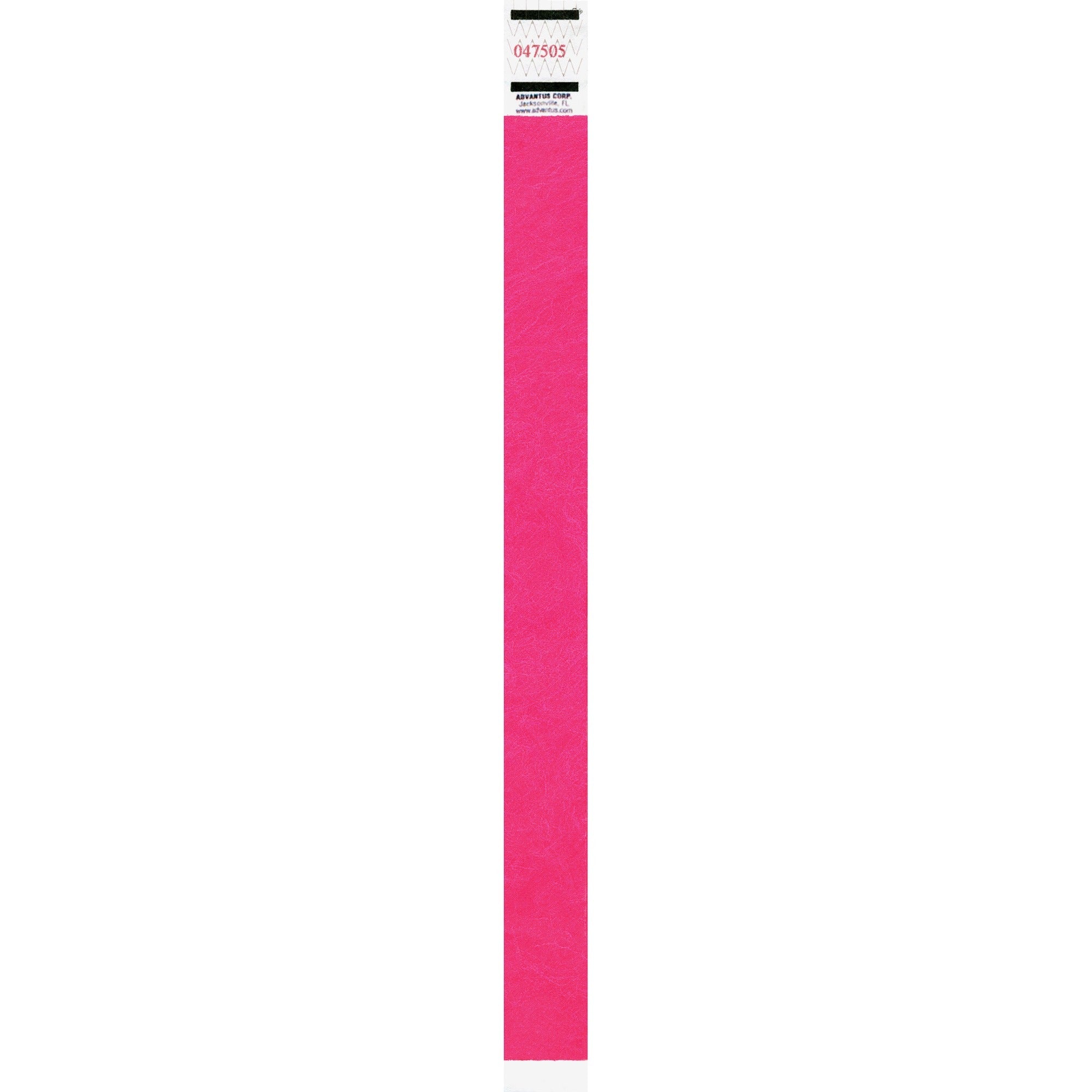 Advantus Neon Tyvek Wristbands, Neon Pink, Tyvek, 500 Pack