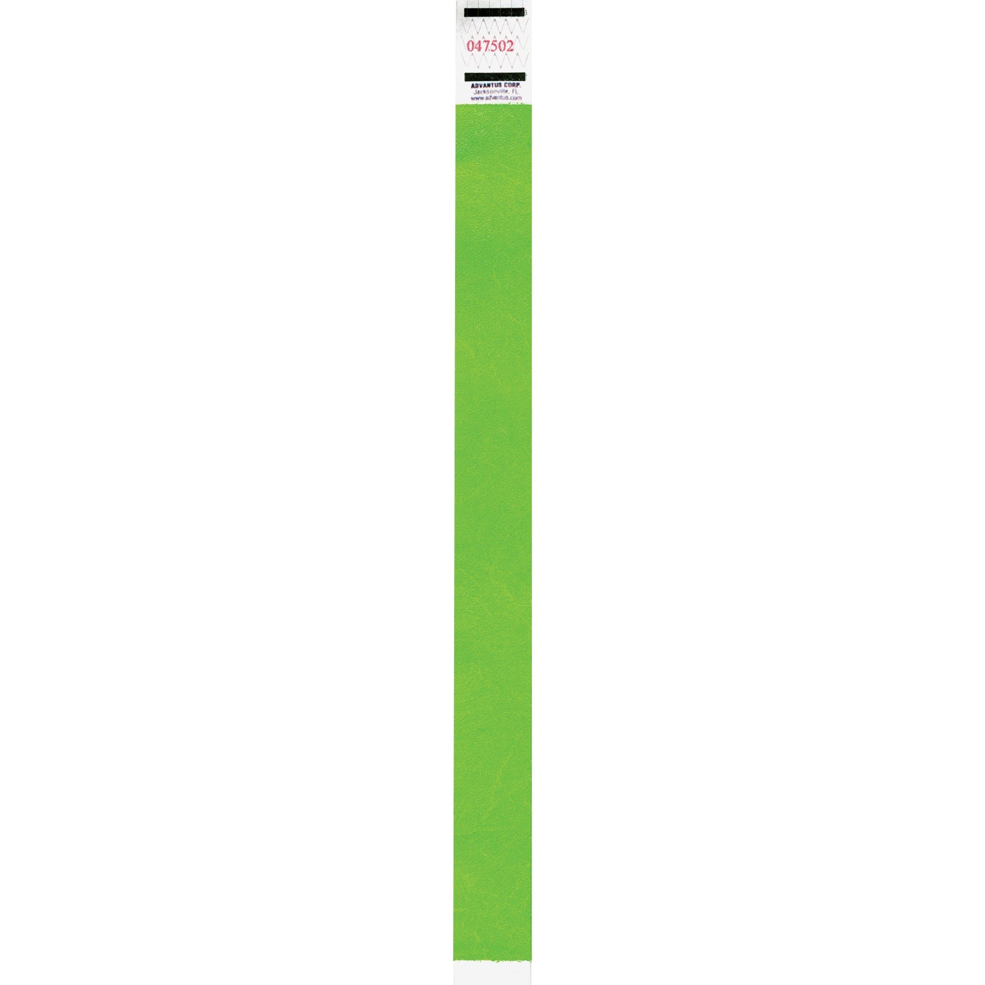 Advantus Neon Tyvek Wristbands, Neon Green, Tyvek, 500 Pack