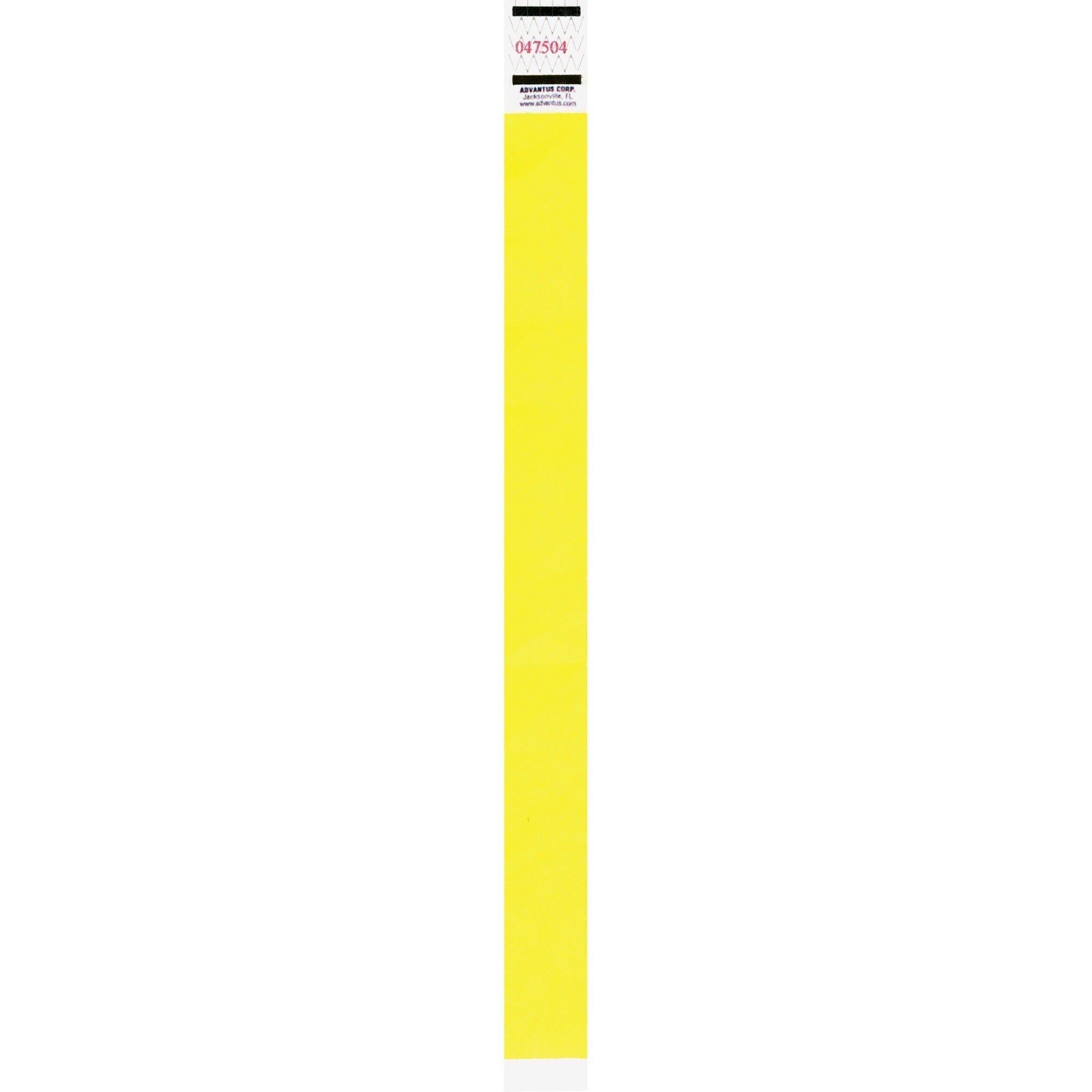 Advantus Neon Tyvek Wristbands, Neon Yellow, Tyvek, 500 Pack