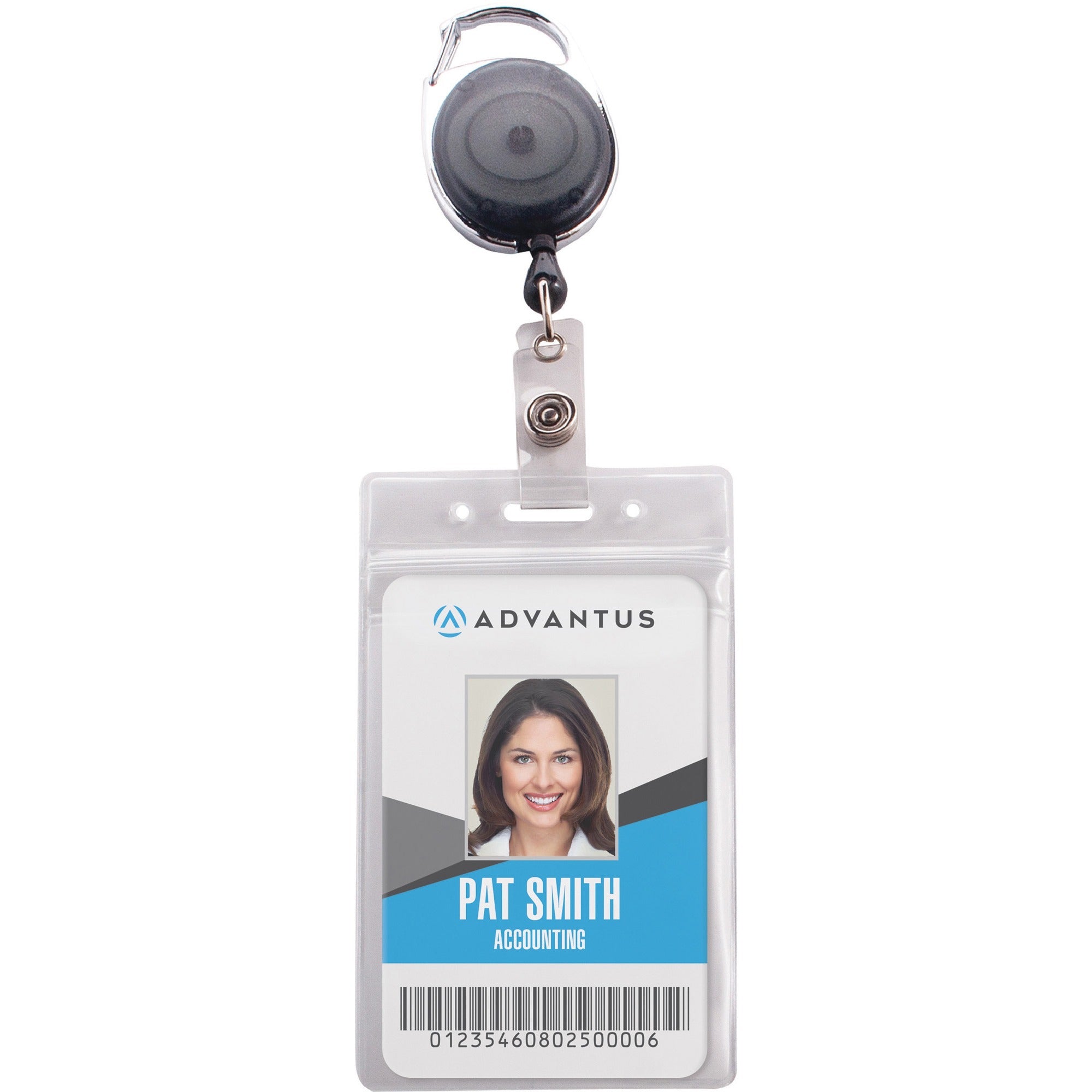 Advantus Badge Reel Holder Combo Pack, Vinyl, Black/Clear, Durable, 2.58" x 3.75", 10/Pack