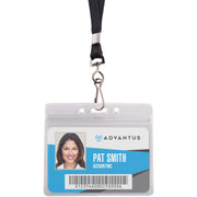 Advantus ID Holder/Lanyard Combo Pack, Horizontal, Vinyl, Black/Clear, Supports 3.75" x 2.63" Media, Durable, 20 Pack