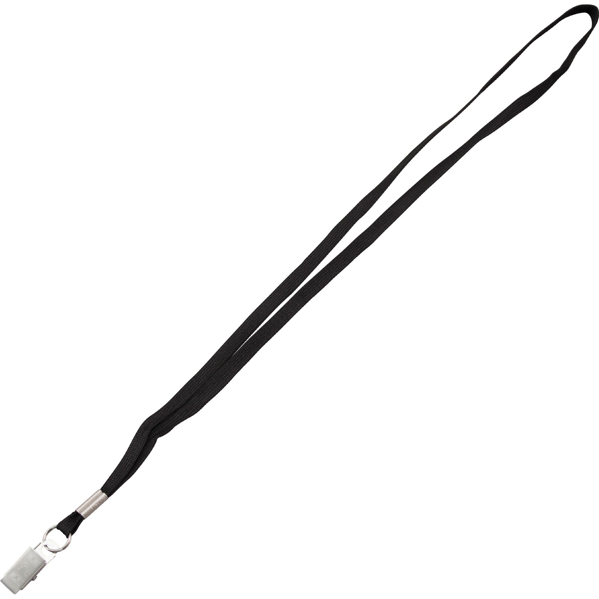 Advantus Flat Clip Lanyard, 36" Length, Black, Woven with Metal Clip, 100 per Box