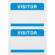 Visitor - 2 1/4" Height x 3 1/2" Width - Removable Adhesive - Rectangle - White, Blue - 100 / Box