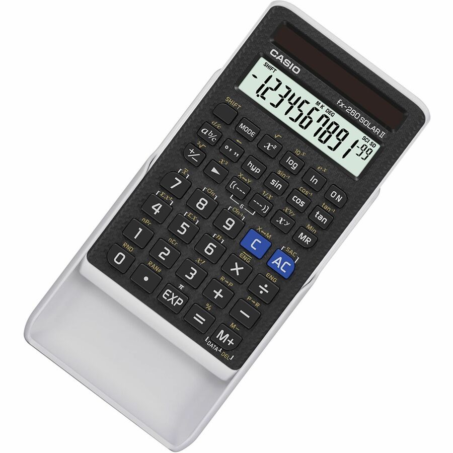 144 Functions - Easy-to-read Display - 10 Digits - Solar Powered - 5" Height x 0.6" Width x 2.9" Length - Black - 1 Each