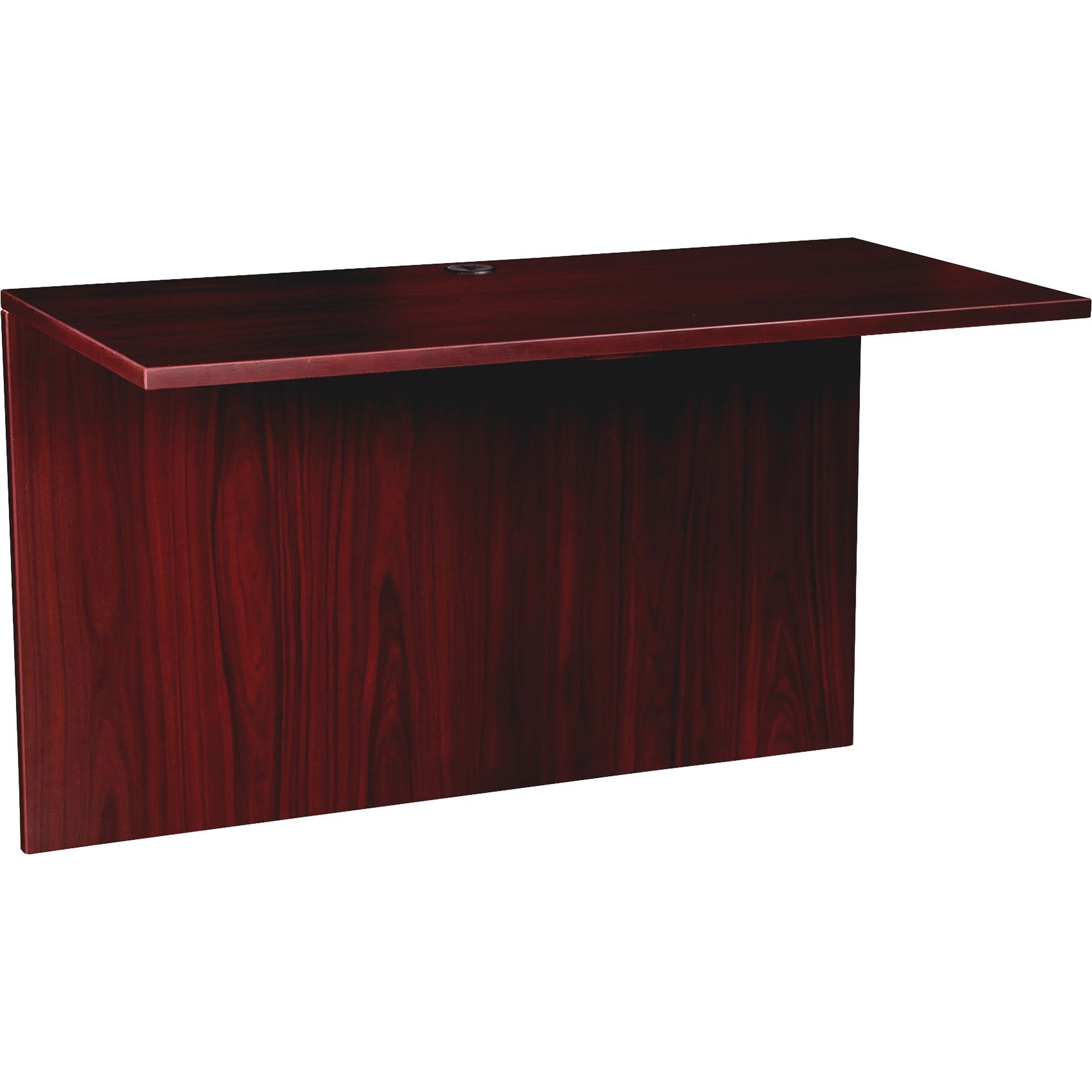 Lorell Prominence 2.0 Bridge, Mahogany Laminate, 29"H x 48"W x 24"D, 1" Thick Top, Particleboard, Band Edge, 1 Each