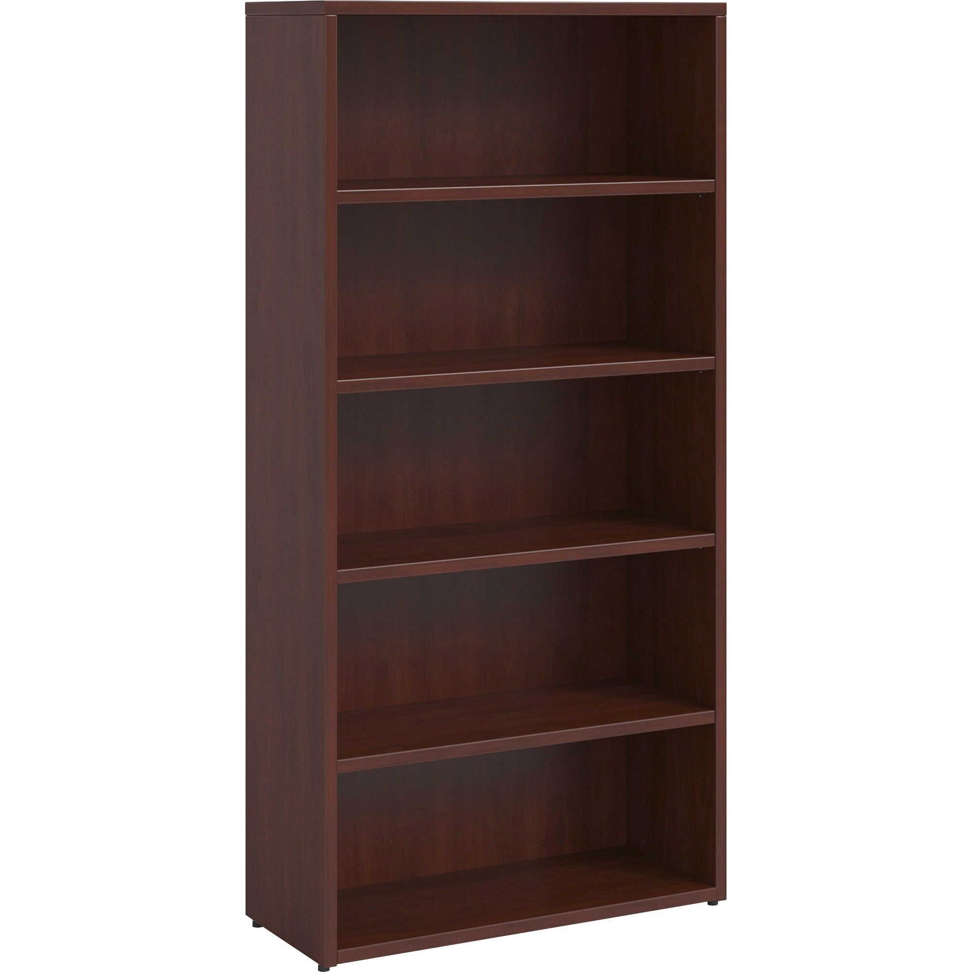 Lorell Prominence 2.0 Bookcase, 69"H x 34"W x 12"D, Mahogany Laminate, 6 Shelves, 1 Each