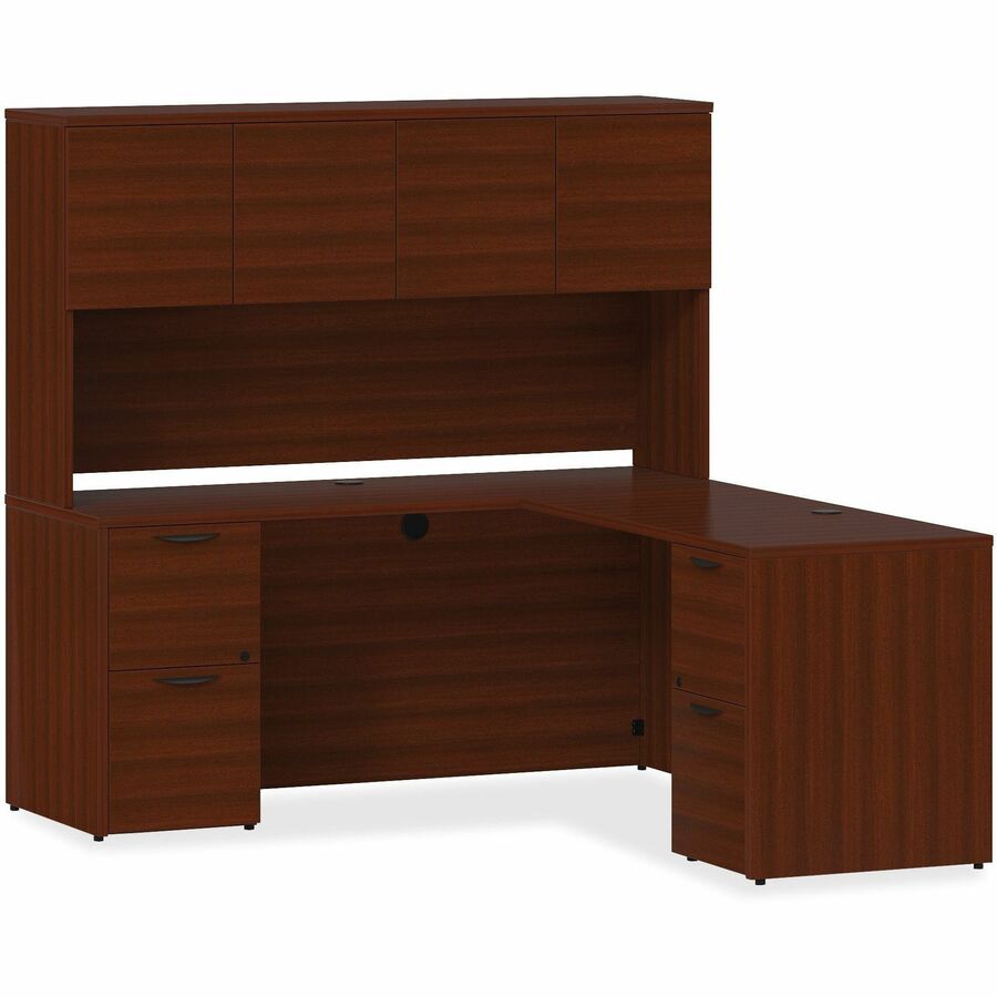 Lorell Prominence 2.0 Double-Pedestal Desk, 60"W x 30"D x 29"H, 1" Thick Top, 5 Drawers, Mahogany Laminate, Thermofused Melamine, Particleboard, 1 Each