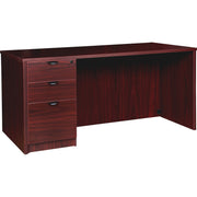 Lorell Prominence 2.0 Left-Pedestal Desk, 60"W x 30"D x 29"H, 1" Thick Top, 3 Drawers (2 Box, 1 File), Mahogany Laminate, Single Pedestal Left, 1 Each