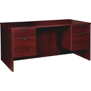 Lorell Prominence 2.0 3/4 Double-Pedestal Desk, 60"W x 30"D x 29"H, 1" Thick Top, 2 Drawers, Mahogany Laminate, Thermofused Melamine, Particleboard, 1 Each