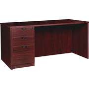 Lorell Prominence 2.0 Left-Pedestal Desk, 66"W x 30"D x 29"H, 1" Thick Top, 3 Drawers, Single Pedestal Left, Mahogany Laminate, Thermofused Melamine, 1 Each
