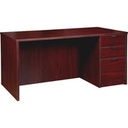 Lorell Prominence 2.0 Right-Pedestal Desk, 66"W x 30"D x 29"H, 1" Thick Top, 3 Drawers (2 Box, 1 File), Mahogany Laminate, Single Pedestal Right, 1 Each