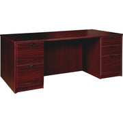 Lorell Prominence 2.0 Double-Pedestal Desk, 72"W x 36"D x 29"H, 1" Thick Top, 5 Drawers, Mahogany Laminate, Thermofused Melamine, Particleboard, 1 Each