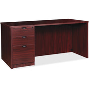 Lorell Prominence 2.0 Left-Pedestal Desk, 72"W x 36"D x 29"H, 1" Thick Top, 3 Drawers, Single Pedestal Left, Mahogany Laminate, Thermofused Melamine, 1 Each