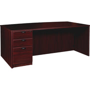Lorell Prominence 2.0 Bowfront Left-Pedestal Desk, 72"W x 42"D x 29"H, 1" Thick Top, 3 Drawers, Single Left Pedestal, Mahogany Laminate, Thermofused Melamine, 1 Each