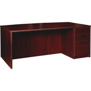 Lorell Prominence 2.0 Bowfront Right-Pedestal Desk, 72"W x 42"D x 29"H, 1" Thick Top, 3 Drawers, Single Right Pedestal, Mahogany Laminate, Thermofused Melamine, 1 Each