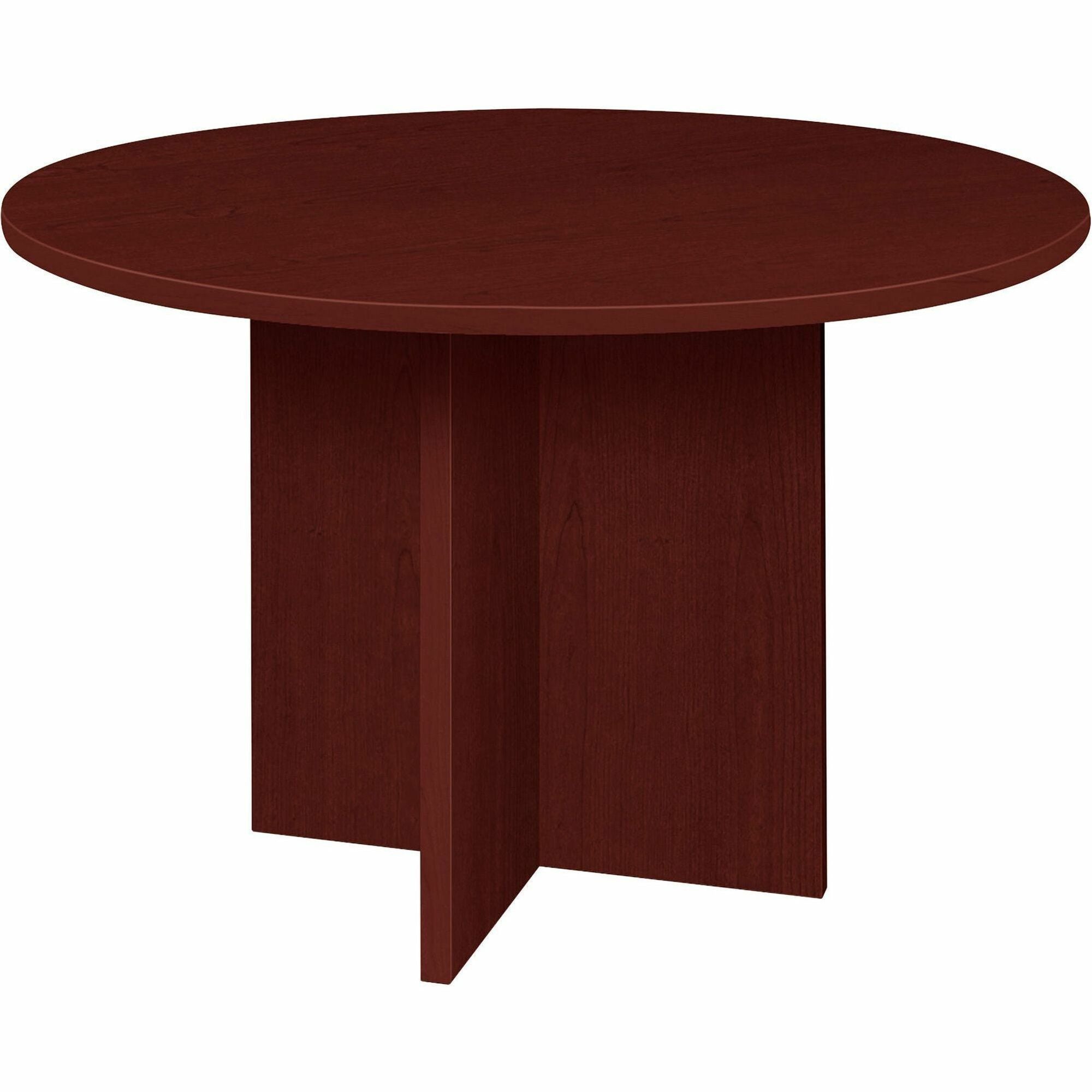 Lorell Prominence 2.0 Round Laminate Conference Table - 29" Height x 42" Diameter, x 1" Thickness Top - Material: Thermofused Melamine (TFM), Particleboard - Impact Resistant - 1 Each