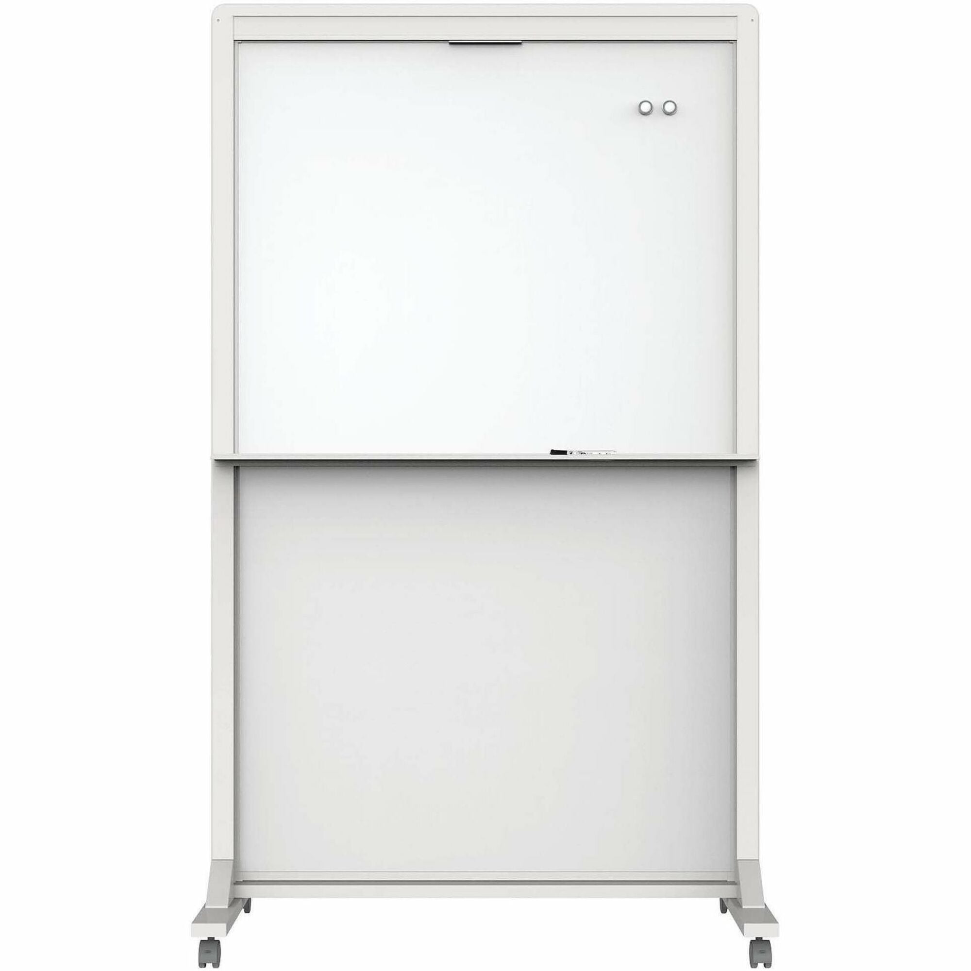 40" (3.3 ft) Width x 68" (5.7 ft) Height - White Painted Steel Surface - White Aluminum, Aluminum Frame - Rectangle - Horizontal - Magnetic - Assembly Required - 1 Each