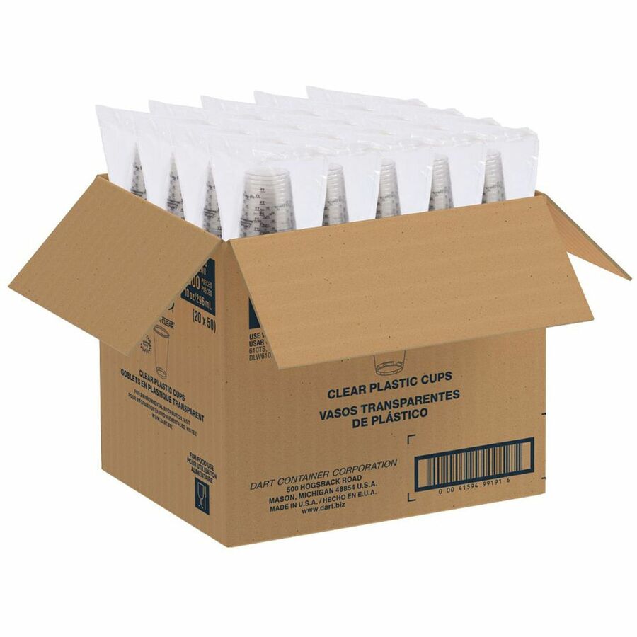 10 fl oz - Clear - Polyethylene Terephthalate (PET) - Measuring, Medicine, Medical, Dental - 50/Bag - 20 / Carton