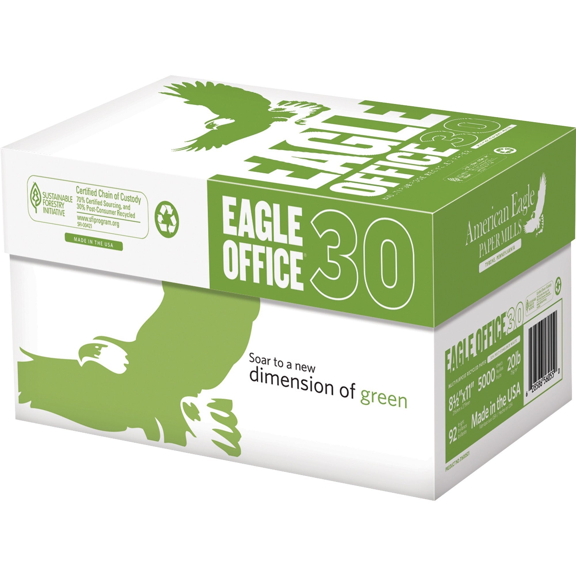 92 Brightness - Letter - 8 1/2" x 11" - 20 lb Basis Weight - Sustainable Forestry Initiative (SFI) - White - 500/Ream - 10 / Carton