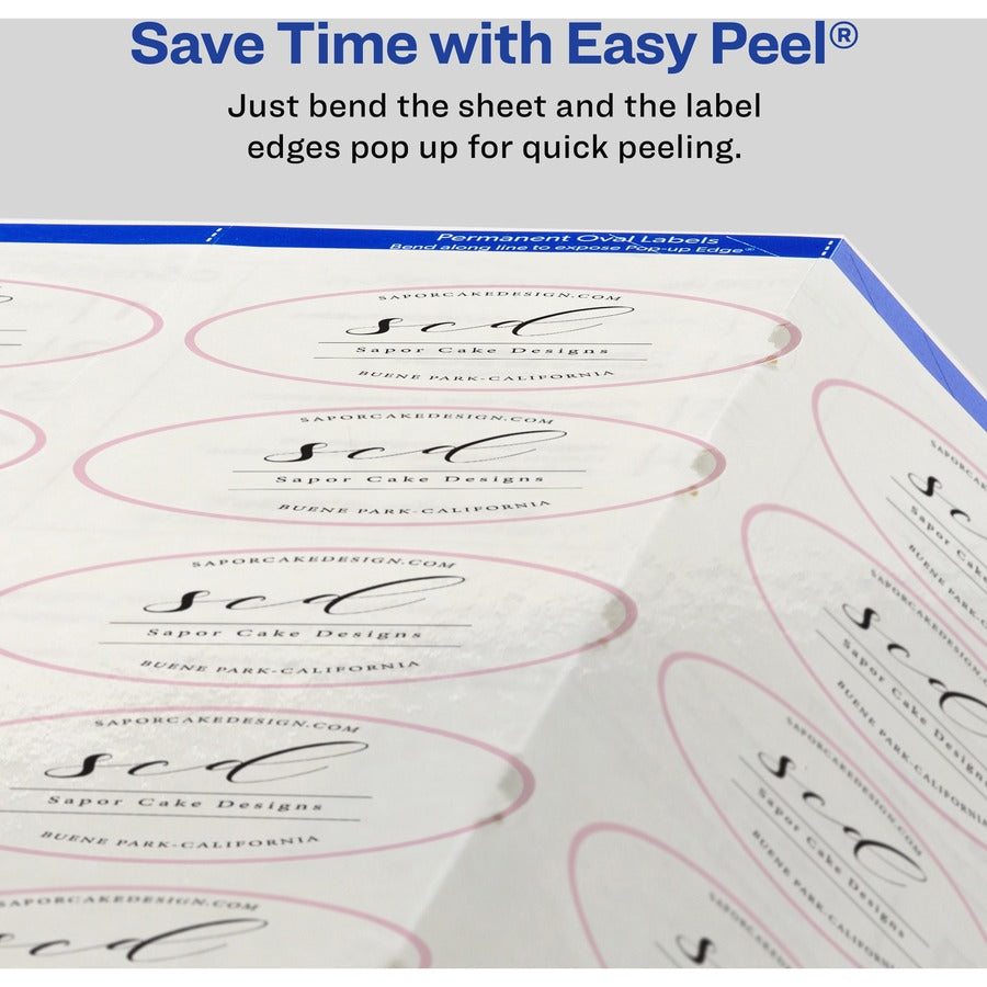 Avery&reg; Sure Feed Glossy Labels - 1 1/2" Width x 2 1/2" Length - Permanent Adhesive - Oval - Laser, Inkjet - Crystal Clear - Film - 18 / Sheet - 10 Total Sheets - 180 Total Label(s) - 1 Pack