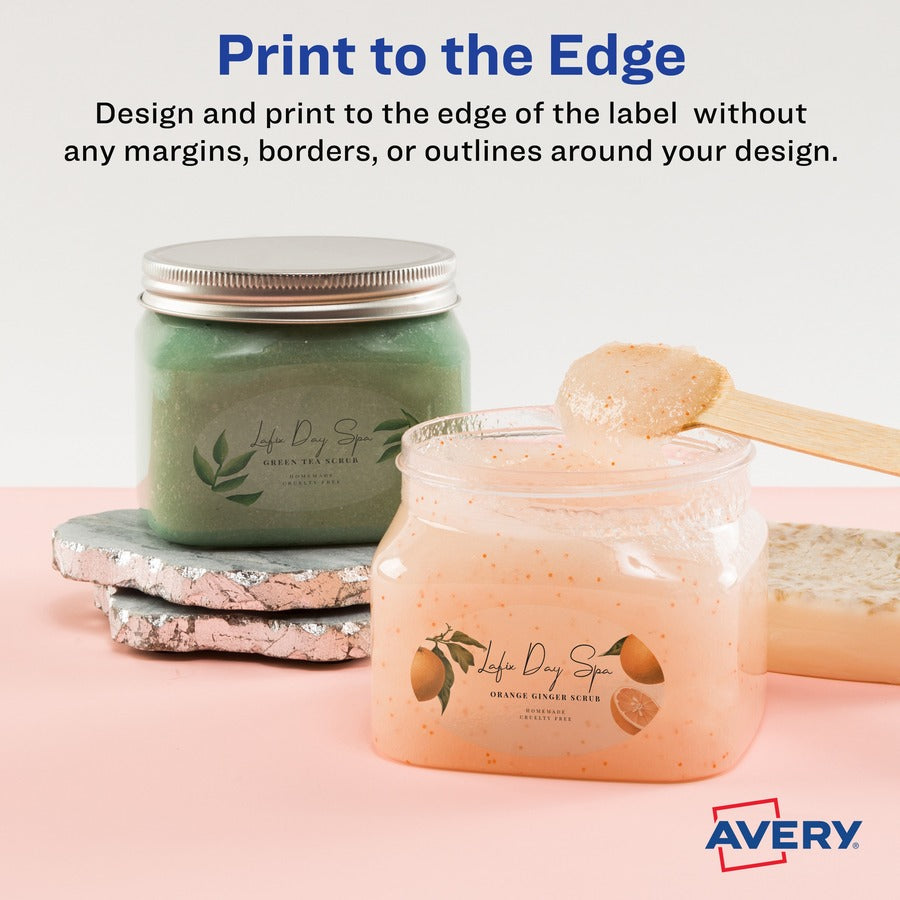 Avery&reg; Sure Feed Glossy Labels - 1 1/2" Width x 2 1/2" Length - Permanent Adhesive - Oval - Laser, Inkjet - Crystal Clear - Film - 18 / Sheet - 10 Total Sheets - 180 Total Label(s) - 1 Pack